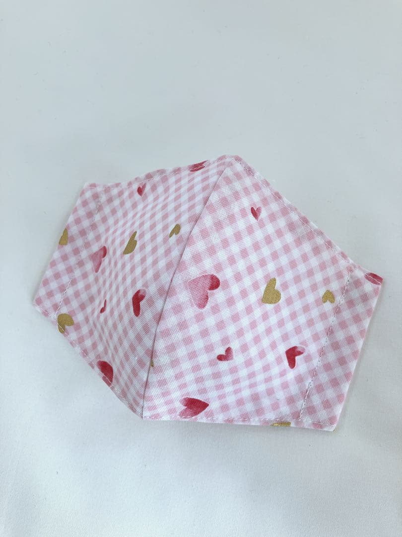 ハンドメイド　マスク　小学校低学年　小花いちご　バイアスハート　５枚セット