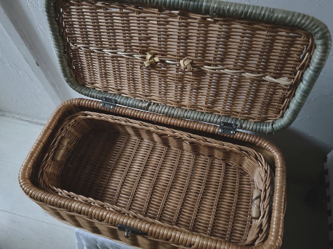 裁縫箱　ラタン製長方形バスケット