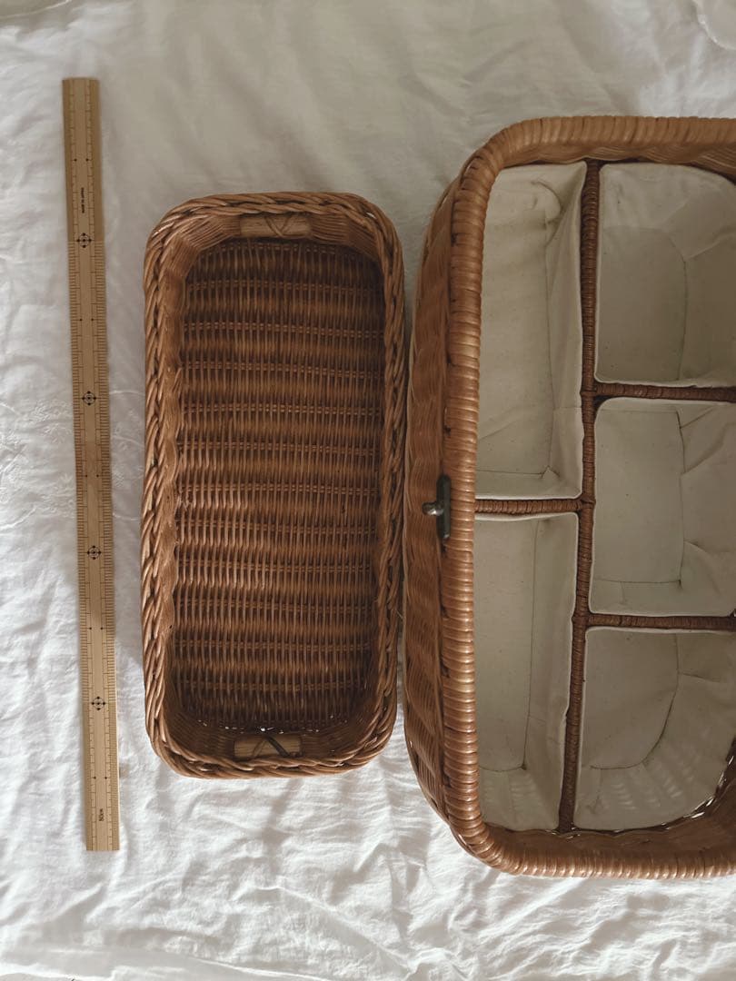裁縫箱　ラタン製長方形バスケット