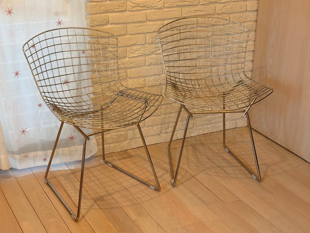 ★美品★ハリー・ベルトイア　ワイヤーチェア① シルバー ミッドセンチュリー