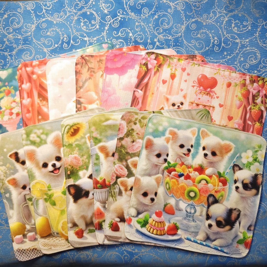 あしべ☆　パネル15枚＆ハンカチ12枚　チワワちゃん柄