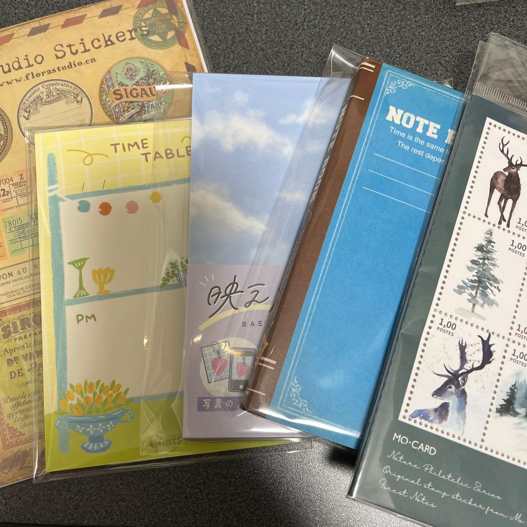 コラージュ素材 素材紙 ステッカー シール メモ帳 ポストカード まとめ売り