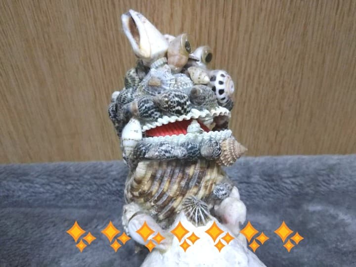 ✨【全沖縄貝殻手造り】『貝殻シーサー』置き物 貴重‼️✨レア物‼️✨