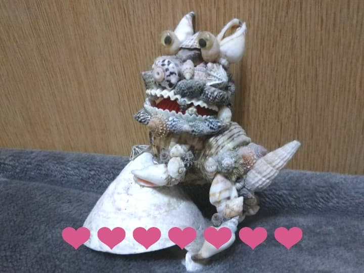 ✨【全沖縄貝殻手造り】『貝殻シーサー』置き物 貴重‼️✨レア物‼️✨