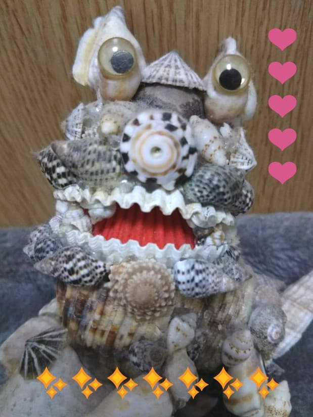 ✨【全沖縄貝殻手造り】『貝殻シーサー』置き物 貴重‼️✨レア物‼️✨