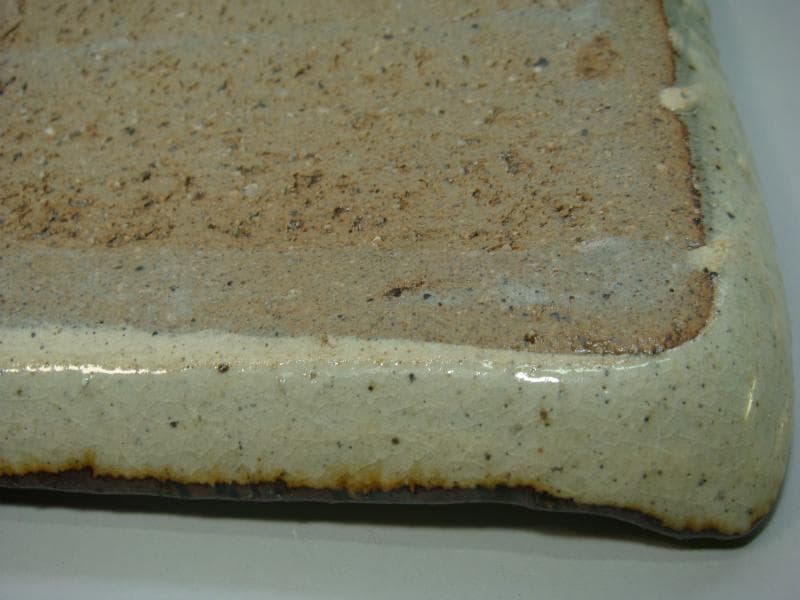 菓子器■色紙皿 蓮水宜（清水六兵衛）銹釉白釉 菓子皿 平鉢 角皿 唐草柄 共箱■