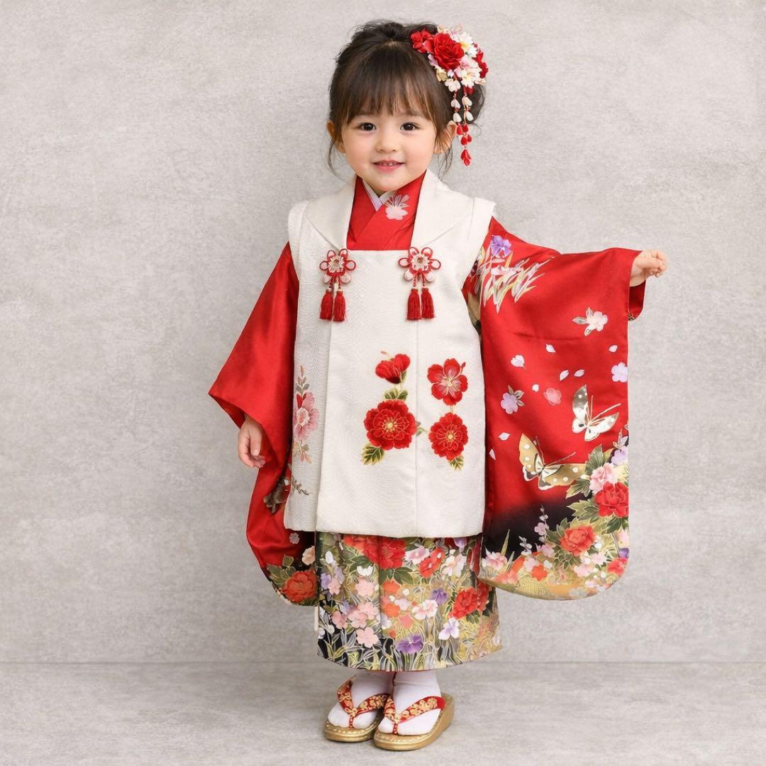 ◎mk-3379　七五三　女の子　着物　3歳　　2-6