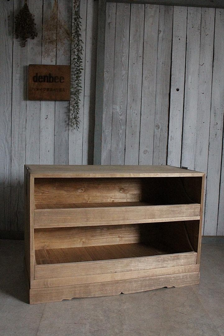 古い木製の引き出し　2段　食器棚　シャツケース　収納棚　チェスト　古家具