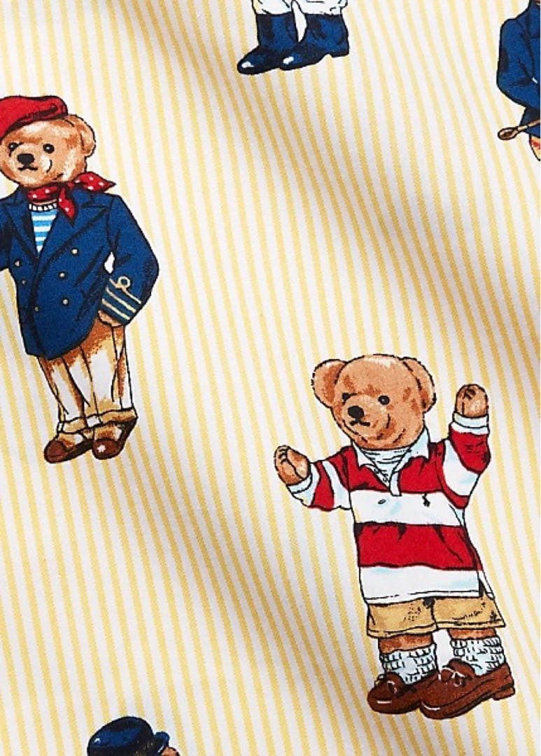 【新品】ラルフローレン ポロベア イエローストライプ 枕カバー