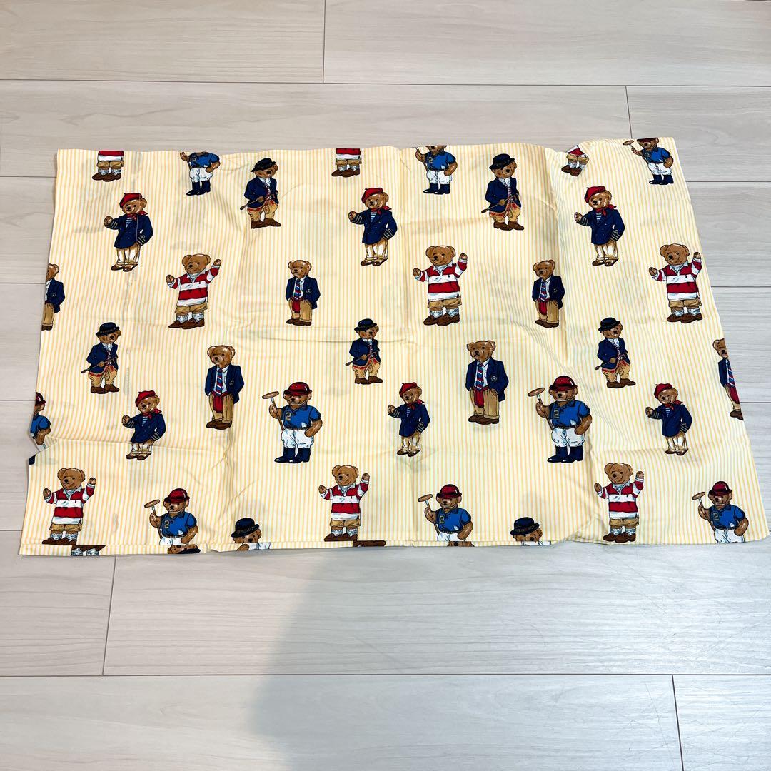 【新品】ラルフローレン ポロベア イエローストライプ 枕カバー