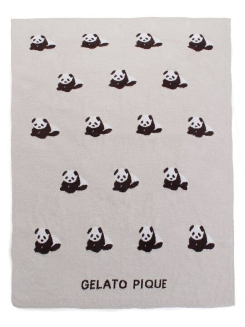 ジェラートピケ パンダジャガードマルチカバー 毛布 ブランケット　DGRY