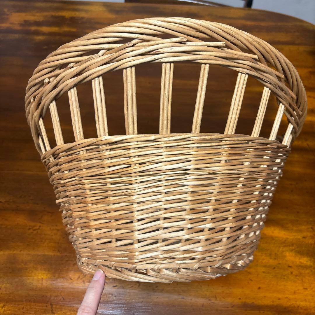天然素材オーバルバスケット 持ち手付き