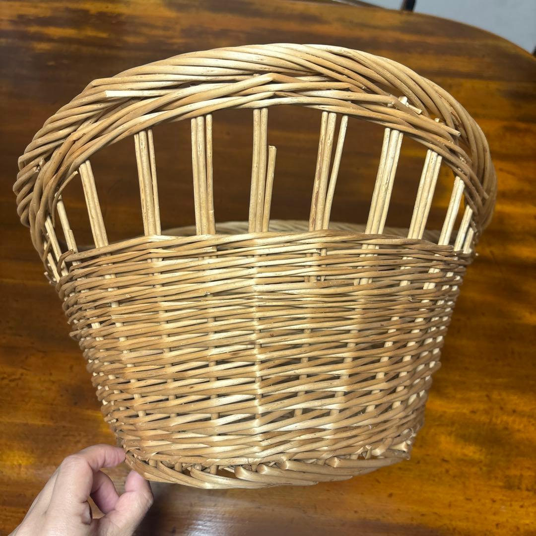 天然素材オーバルバスケット 持ち手付き