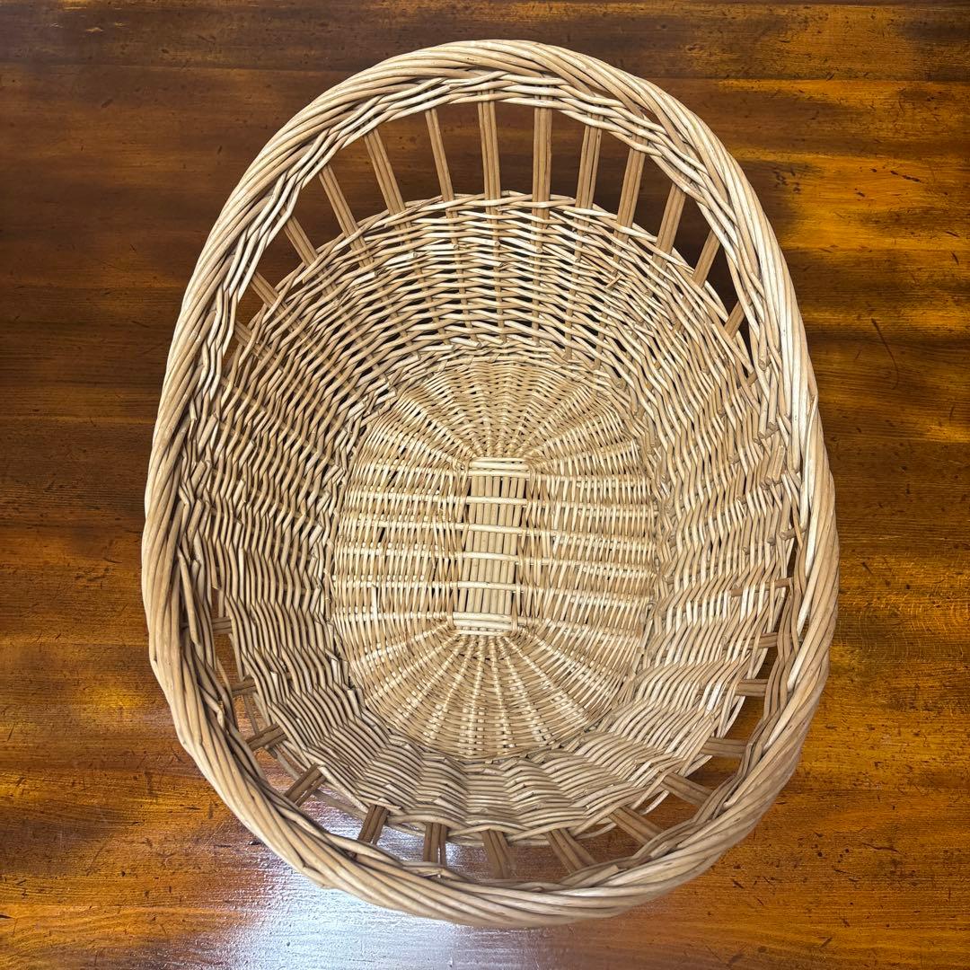天然素材オーバルバスケット 持ち手付き