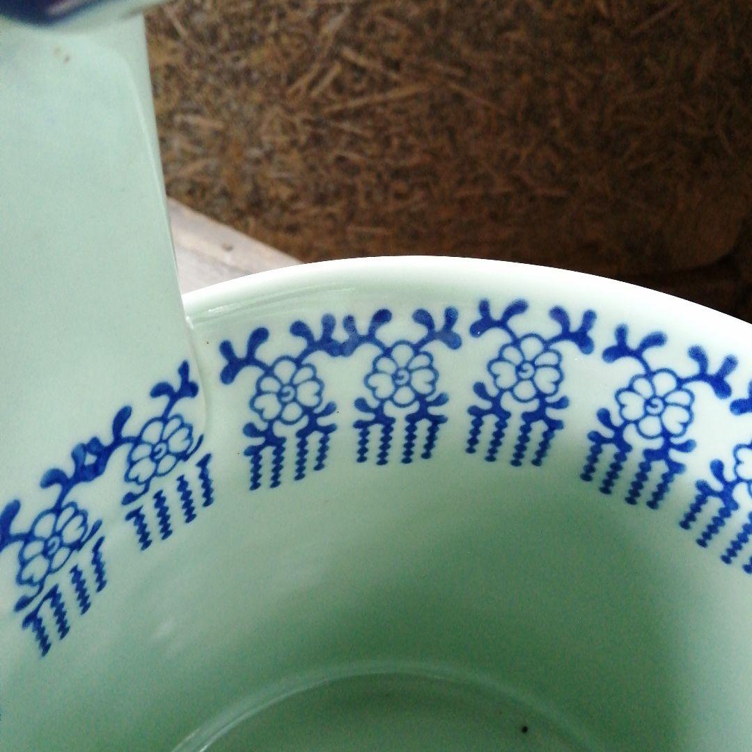 伊万里　染付鯉図手桶　18.5cm　大正～昭和中期