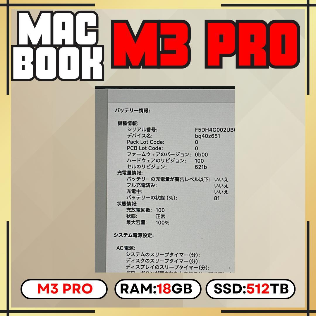 MacBook Pro 14インチ M3 Pro / 18GB / 512GB