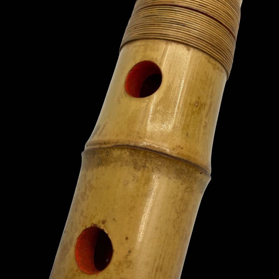銘あり　尺八　朱塗り　動作保証