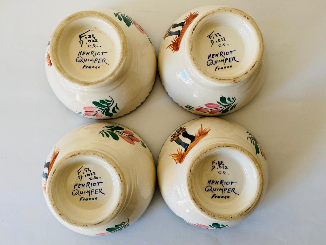 フランス　カンペール焼 ヴィンテージ　小鉢　4点セット