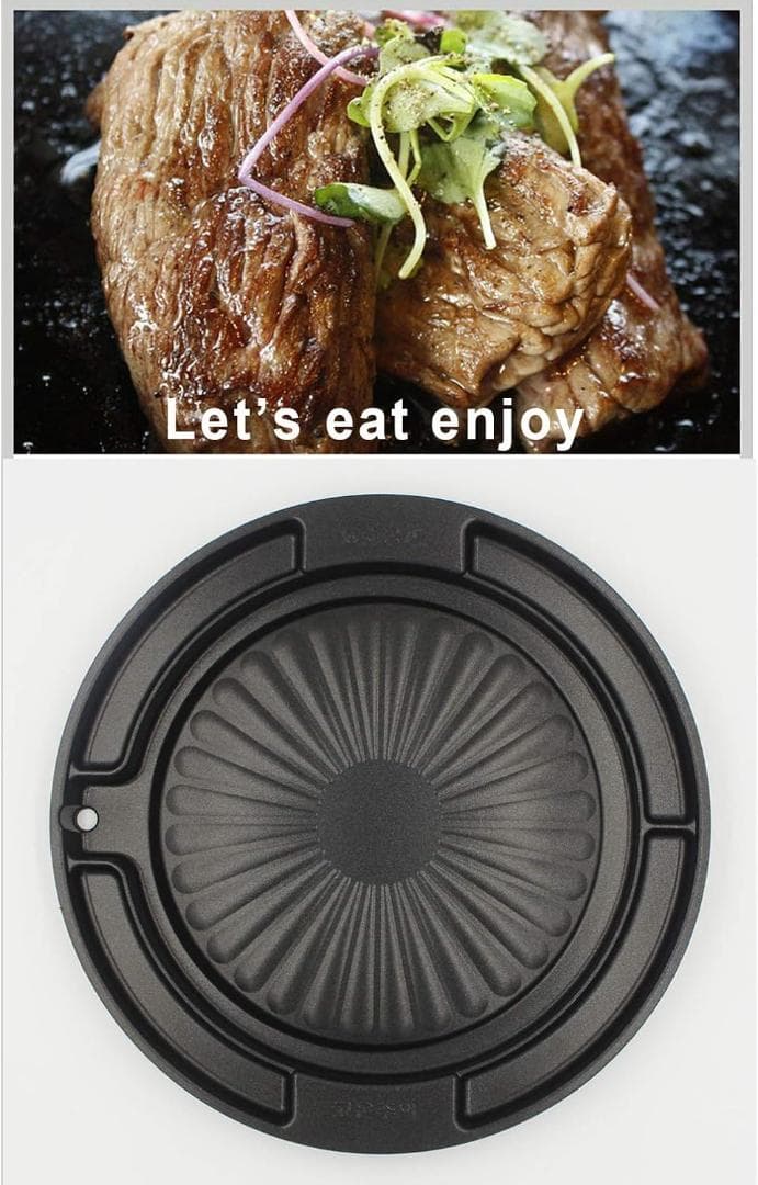 焼肉プレート 鉄板焼き 直火式 グリルパン 焦げ付き防止 コーティング 丸型
