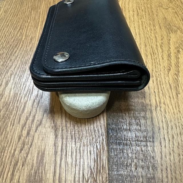 ②ミドルトラッカーウォレット　栃木レザーブラック　シルバー　トラッカーウォレット