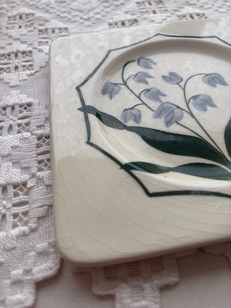 アンティークGien 四角皿 花