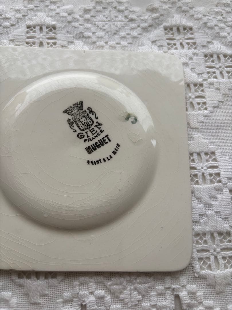 アンティークGien 四角皿 花