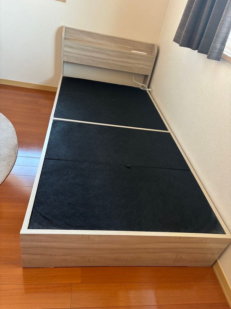 ベッドフレーム 大容量 収納 シングル アッシュホワイト モダンデコ