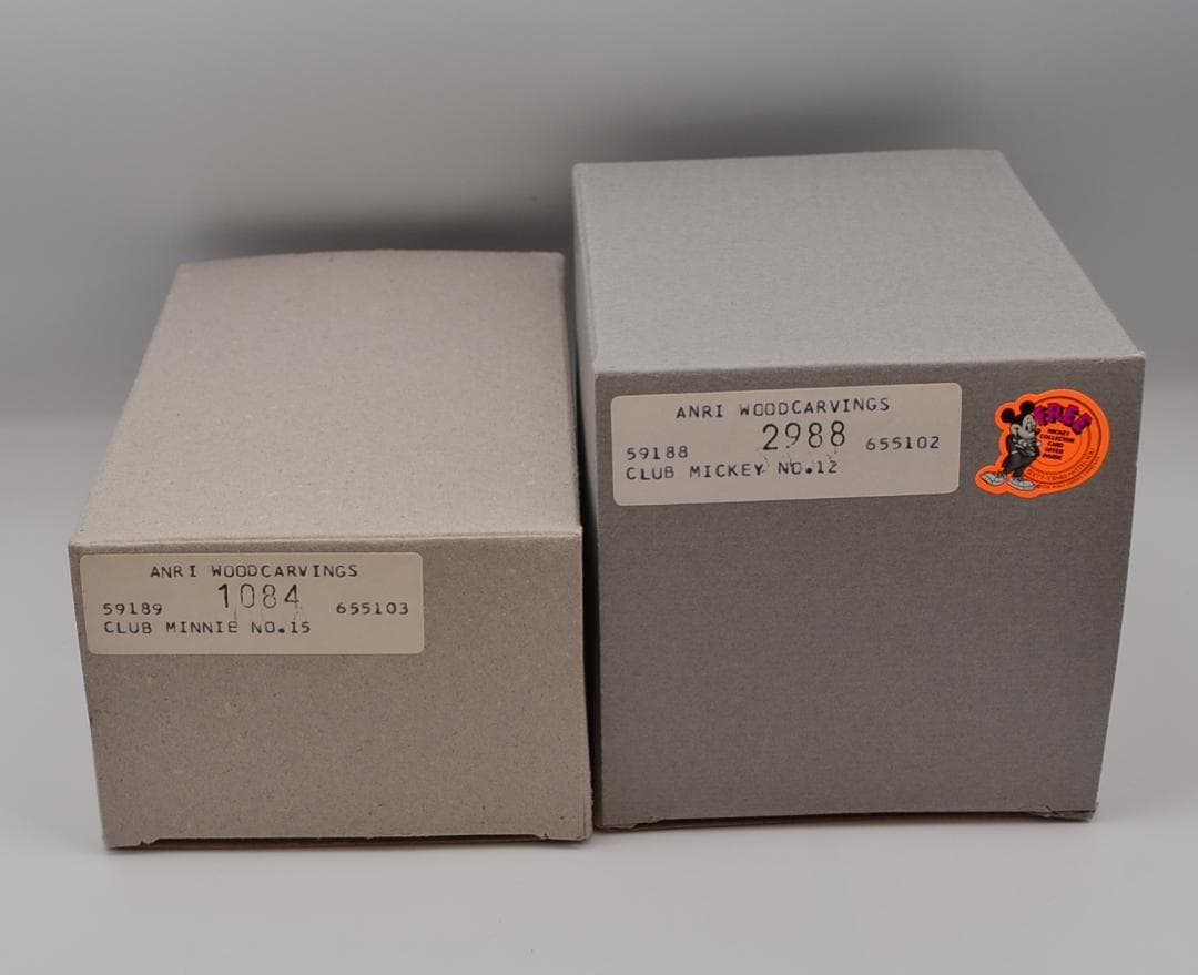 ミッキー＆ミニー　アンリ　ANRI　限定品　木彫り　イタリア　箱付　高さ11ｃｍ