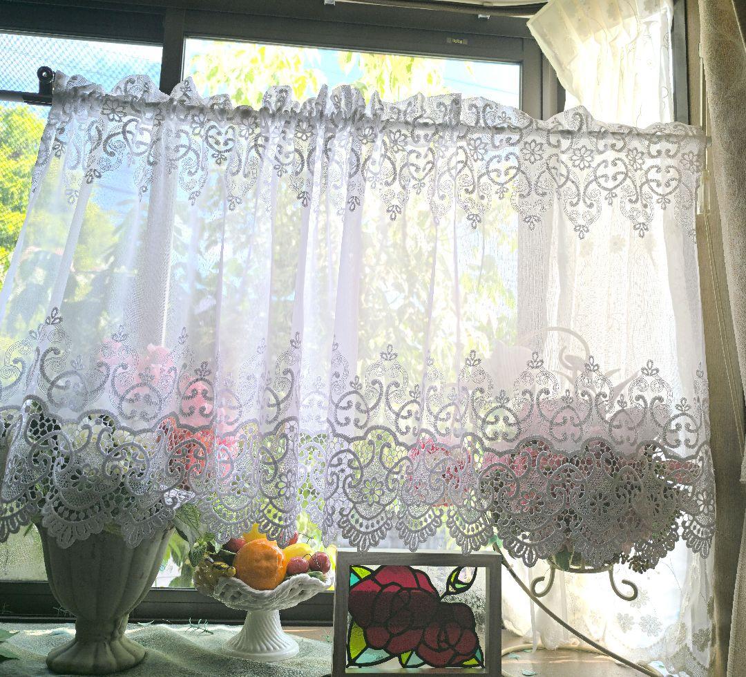 カフェカーテン【つばき様オーダー品　トルコレース他3点】ハンドメイド