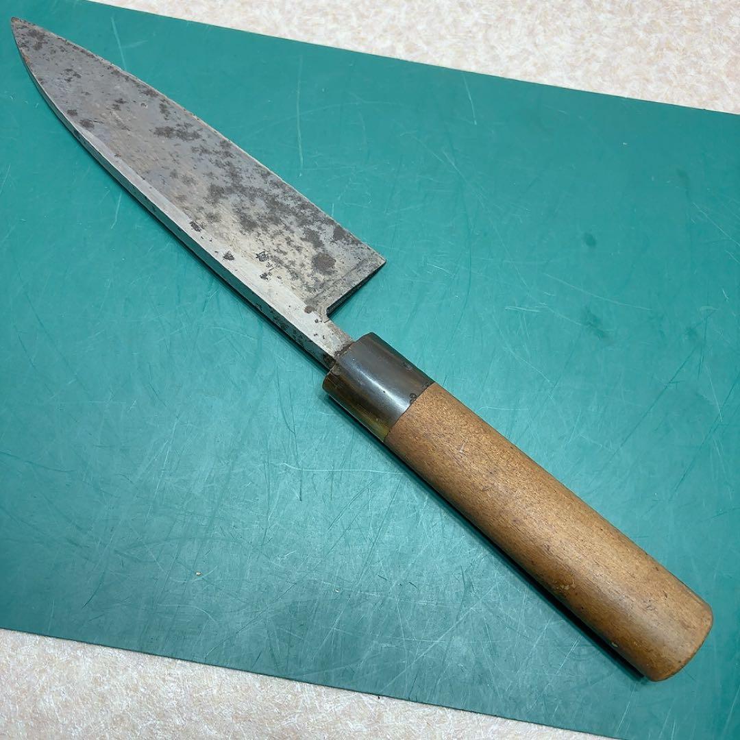 金光作 木製ハンドル 包丁 出刃包丁研ぎ済 用本水牛柄五代 金光作 A589