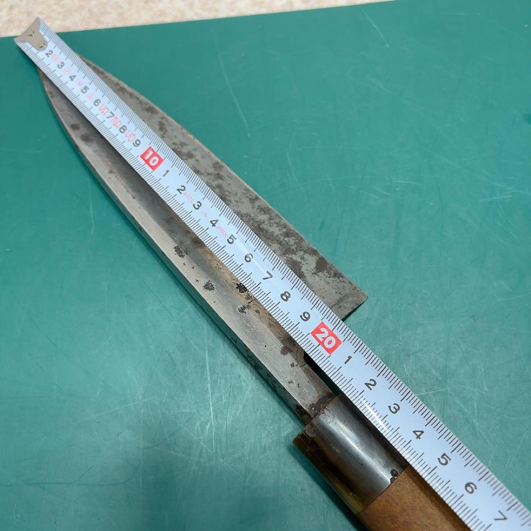 金光作 木製ハンドル 包丁 出刃包丁研ぎ済 用本水牛柄五代 金光作 A589