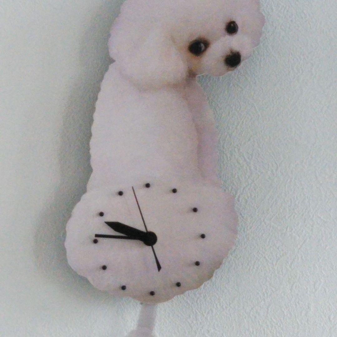 しっぽ時計(プードル白)