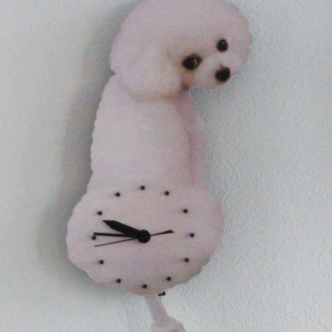 しっぽ時計(プードル白)