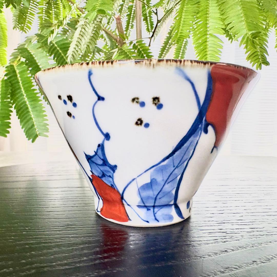 568茶碗　2個セット　赤絵ザクロ　赤　飯碗　夫婦茶碗　ペア　日本製　くらわんか