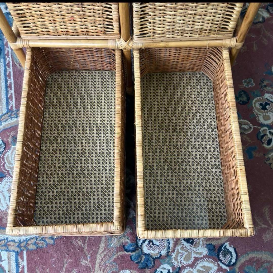 昭和レトロ ラタンチェスト 4段収納ラック 引き出しタンス 箪笥 ランドリー