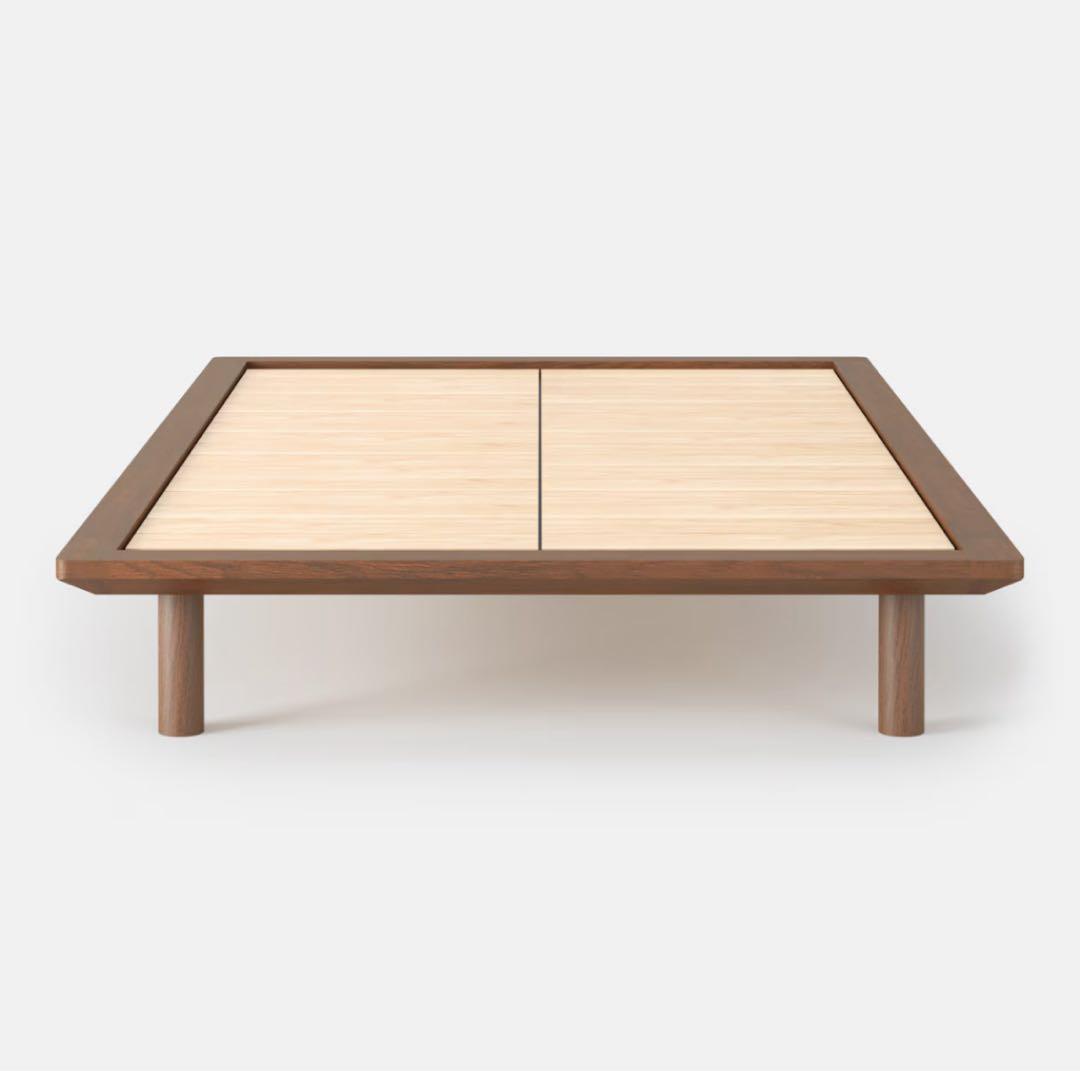 【Kazu】無印/セミダブル木製ベッドフレーム/ヘッドボード&スチール脚付