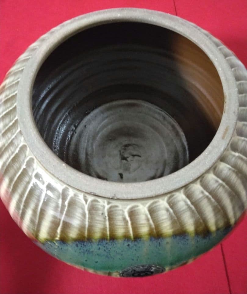 小石原焼 陶器 蓋付き壺 インテリア 壺 飛び鉋 刷毛目