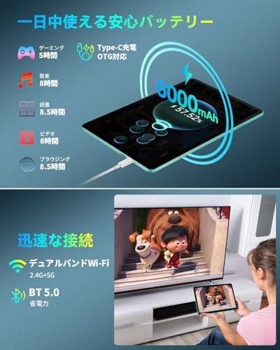 Android 15 タブレット 10インチ 12GB+128GB 8コア