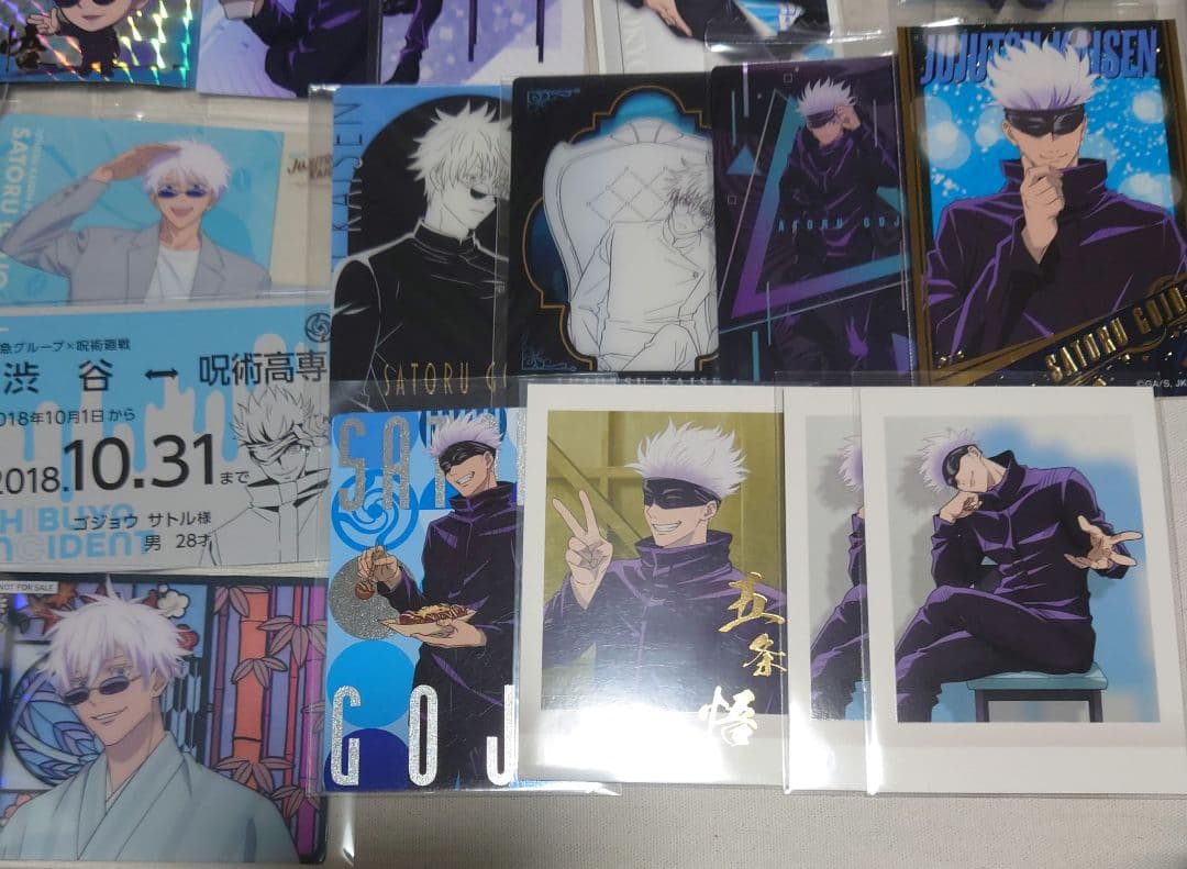 呪術廻戦 五条悟 缶バッジ クリカ アクスタ ポスカ カード まとめ売り