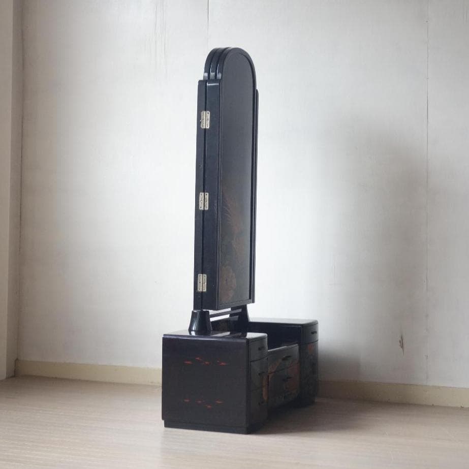 アンティーク　蒔絵　三面鏡　鏡台　漆芸　伝統工芸　骨董　古美術　古家具