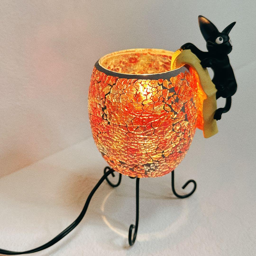 美品　スタジオジブリ　魔女の宅急便　モザイクランプ　ジジとクロス