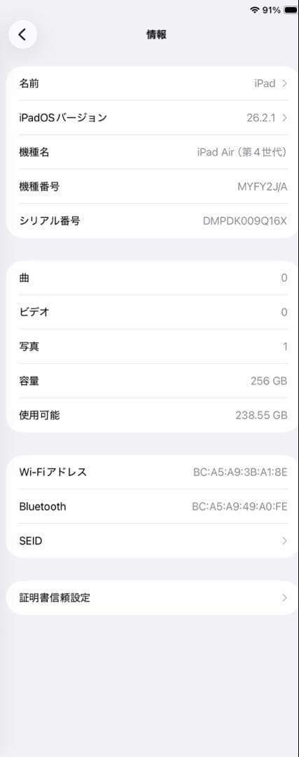 iPad Air 4世代 256GB Wi-Fi Apple Pencil付き