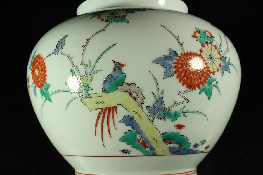 十四代 酒井田 柿右衛門 色絵壷 美品(K-YC665)