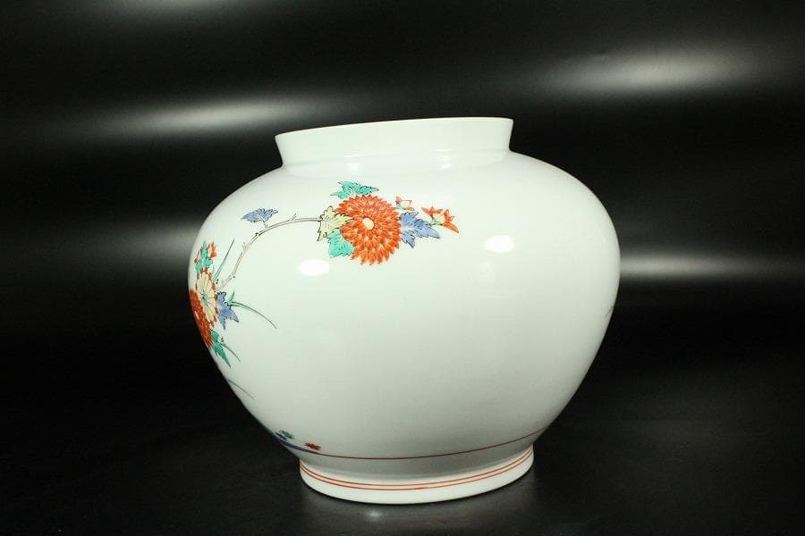 十四代 酒井田 柿右衛門 色絵壷 美品(K-YC665)