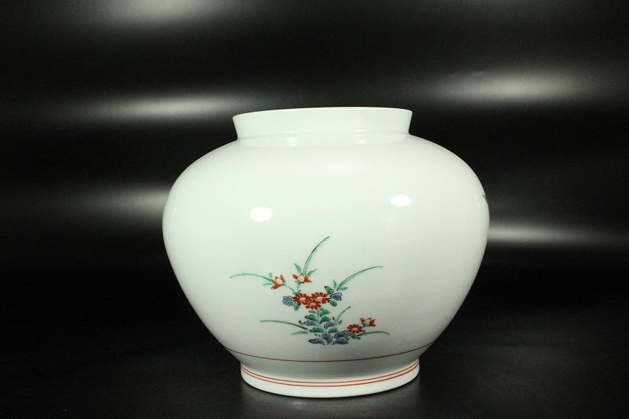 十四代 酒井田 柿右衛門 色絵壷 美品(K-YC665)