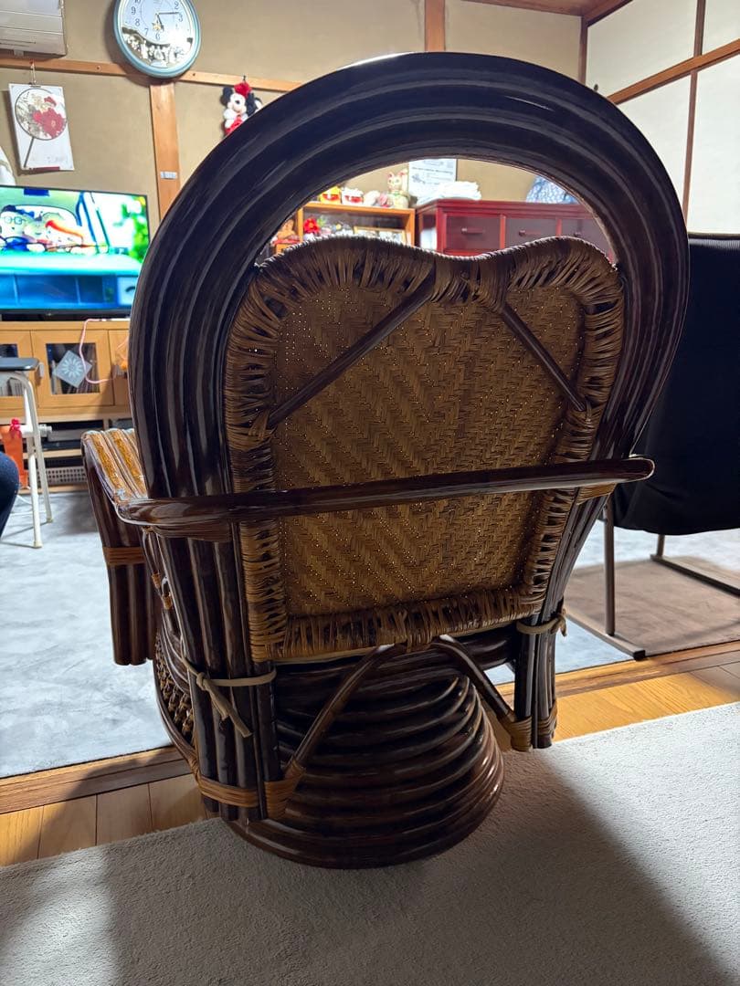 籐（ラタン）製 高級回転チェア ハイバックチェア　天然素材 アジアン家具