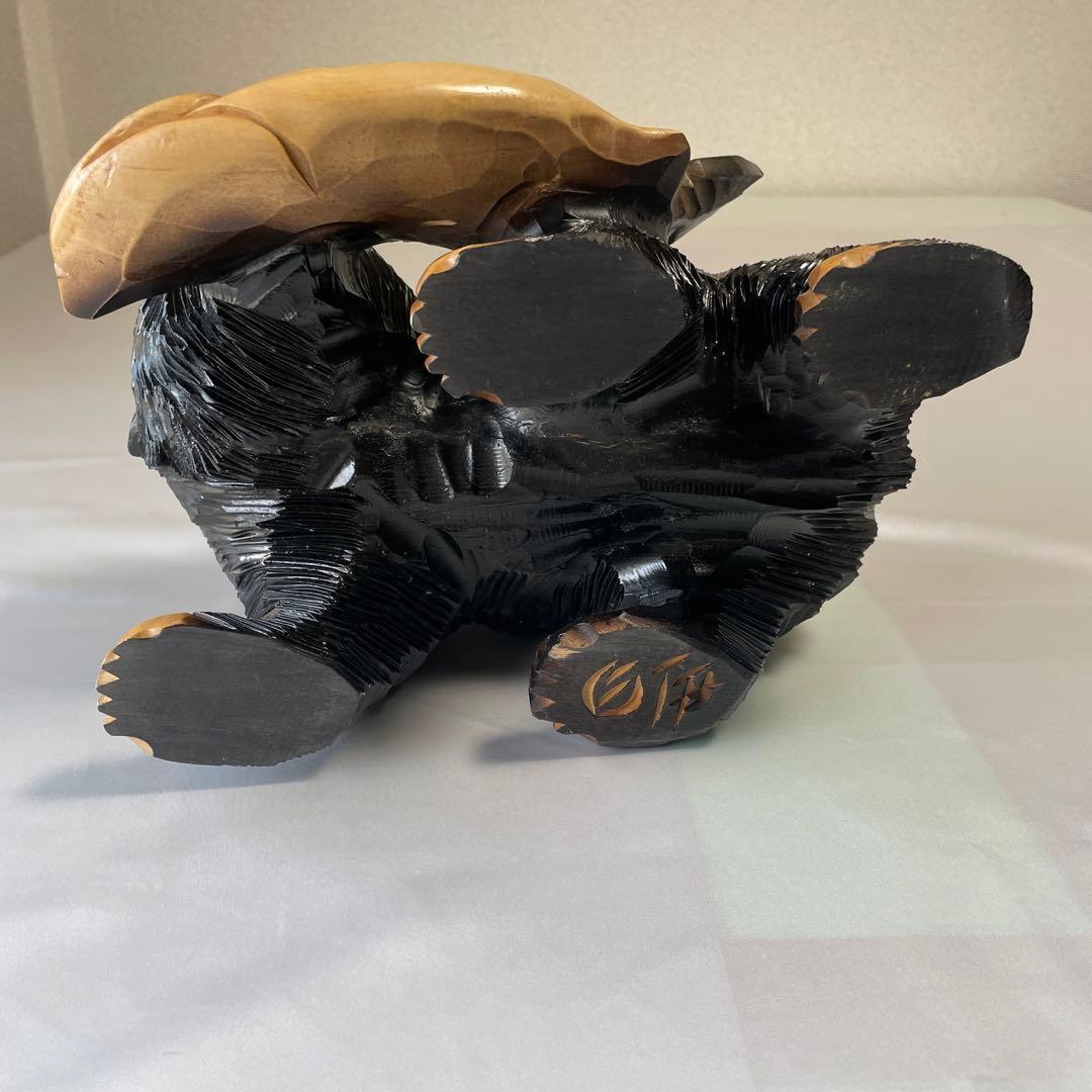 白伊　置物　熊　木彫り　クマ　木製　作家　彫刻　アイヌ民族作家