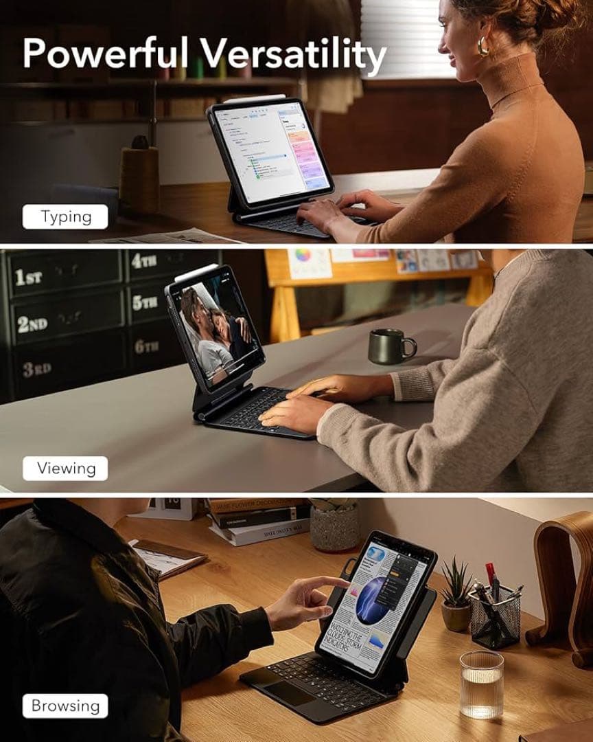 iPadアクセサリー ESR Rebound Magnetic Keyboard Case 360