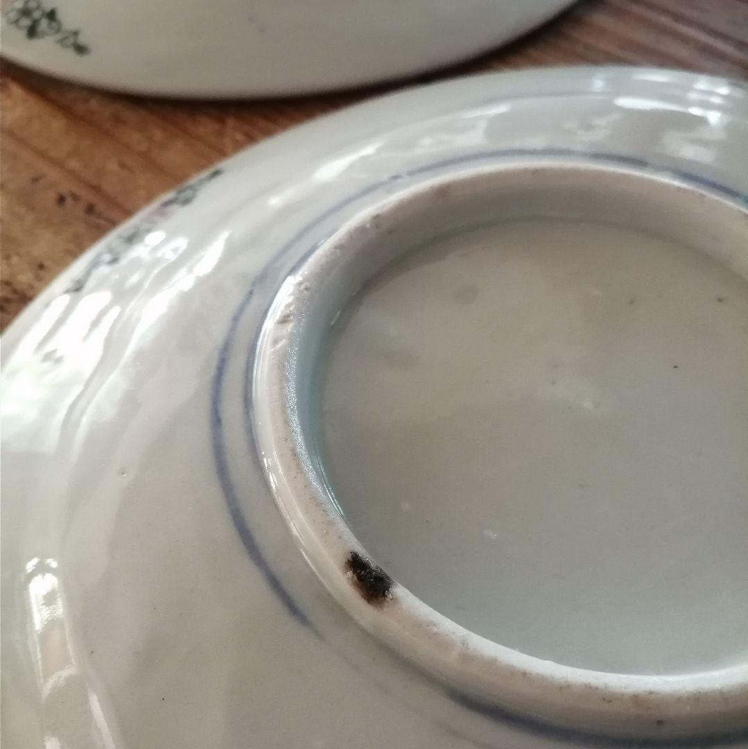 Lucy　明治大正　印判　ゼニアオイ図　オーバル皿　楕円皿　5客