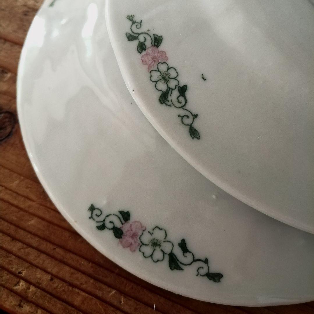 Lucy　明治大正　印判　ゼニアオイ図　オーバル皿　楕円皿　5客